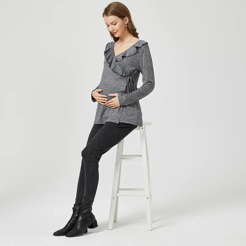 Camiseta de otoño cruzada para lactancia