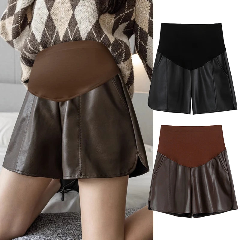 Pantalón corto premamá efecto piel