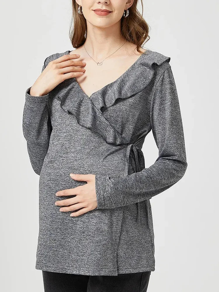 Camiseta de otoño cruzada para lactancia