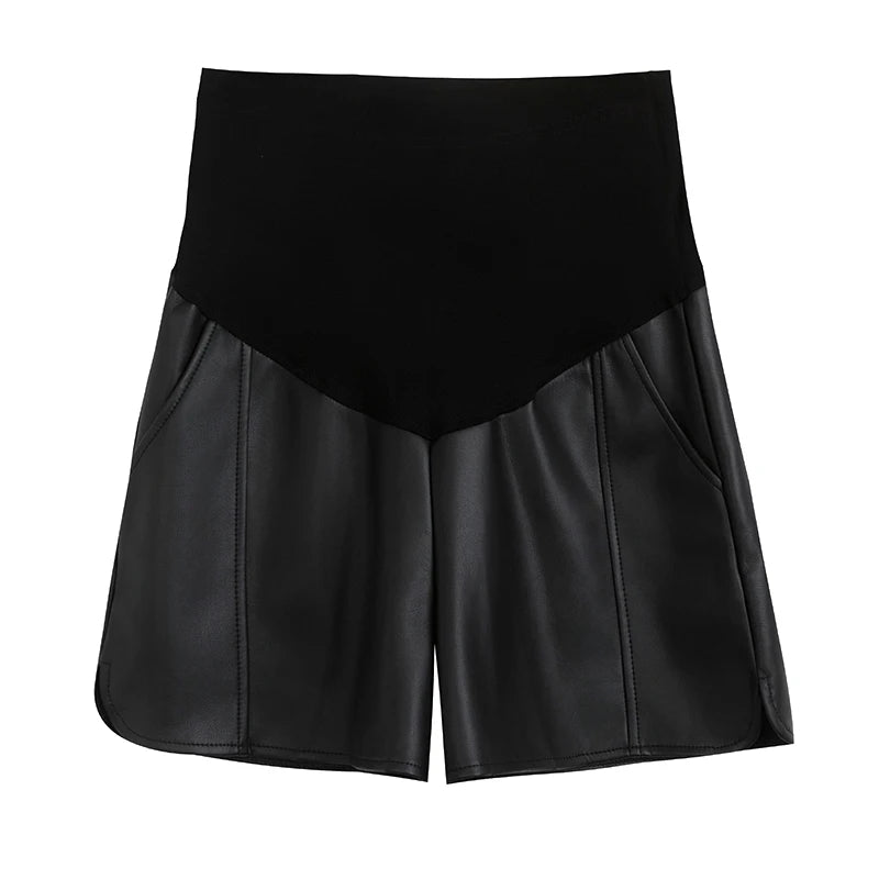 Pantalón corto premamá efecto piel